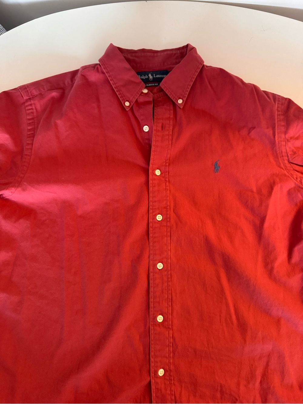 Ralph Lauren Red Button-Down Oxford Shirt with Embroidered Pony